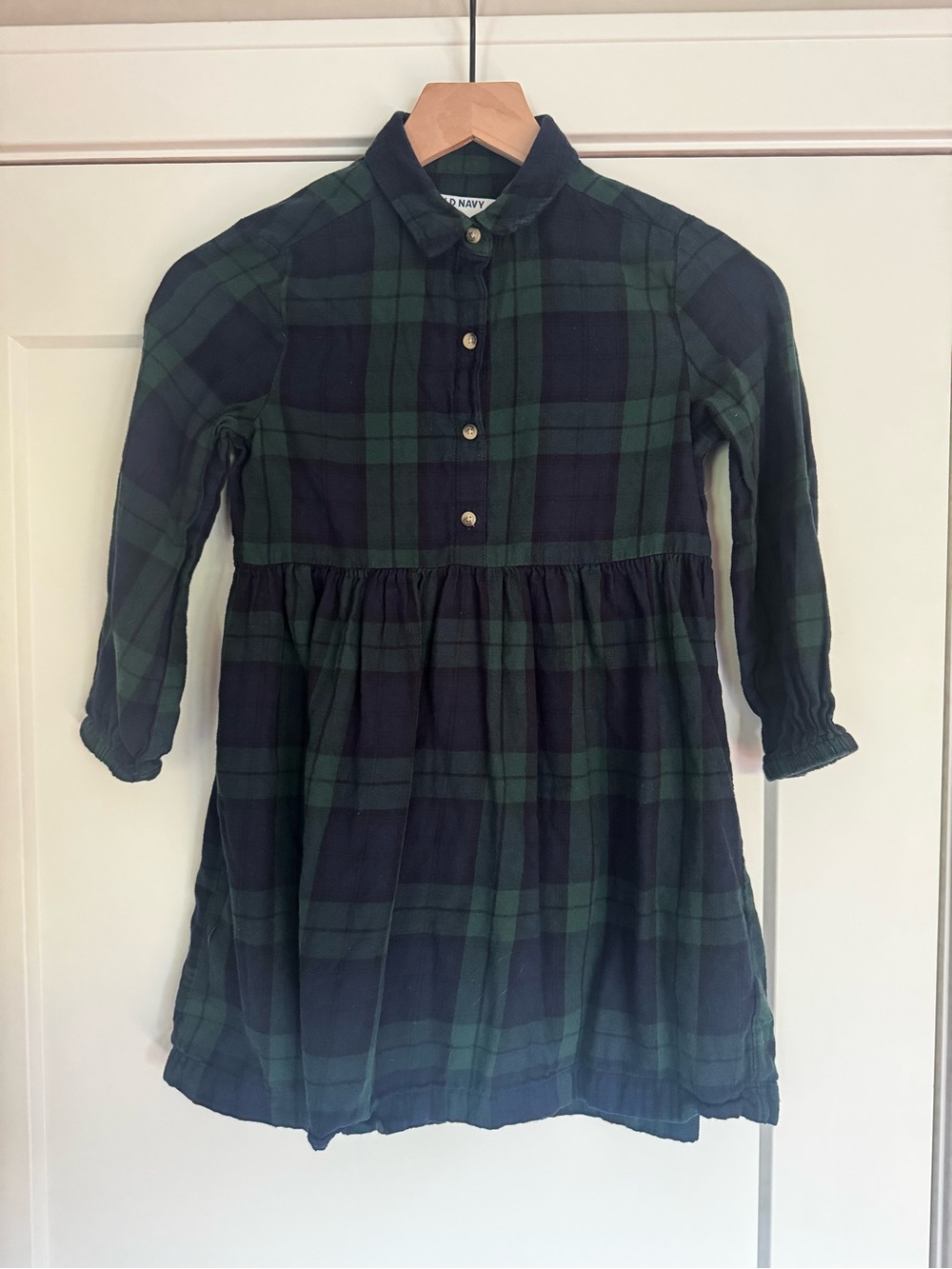 Old Navy Girls' Green and Navy Plaid Dress